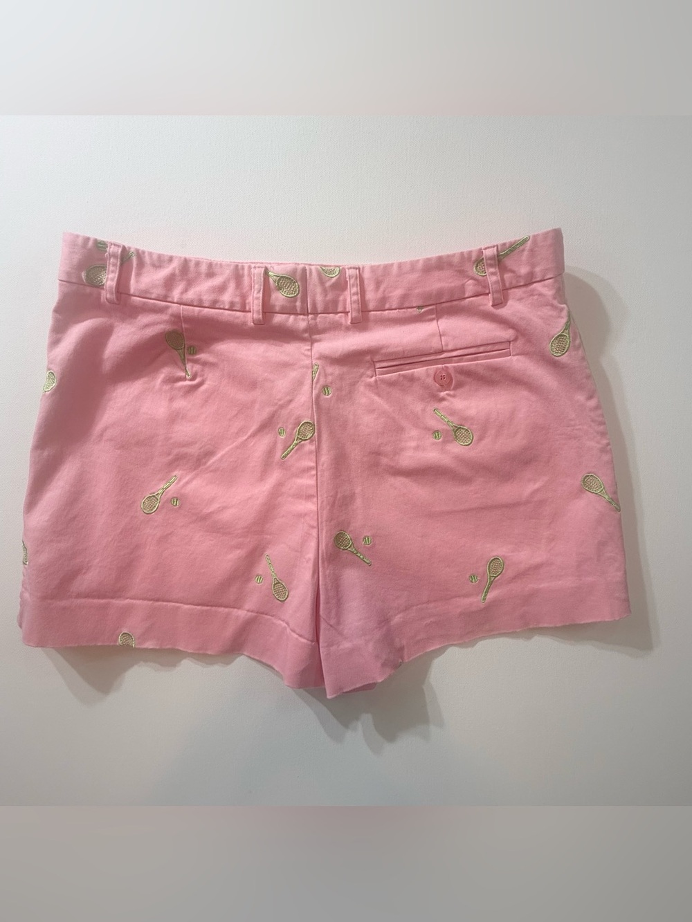 Lilly Pulitzer Pink Tennis Racquet Embroidered Shorts Size 8 Preppy - Picture 2 of 11